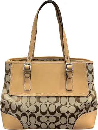 Coach Beige Signature Line Tote Bag (Pre-Owned)