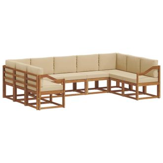 vidaXL Conjunto De Sof&aacute;s De Exterior Con Coj&iacute;n 9 Pcs Natural Y Beige Vidaxl