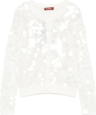 Max Mara Cardigan con paillettes - Bianco