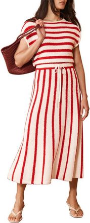 Mint Velvet Striped Knit Midi Dress in Red at Nordstrom, Size X-Large
