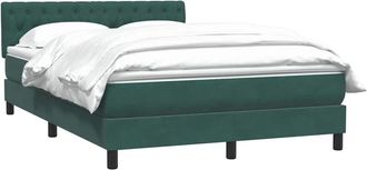 vidaXL Cama Box Spring Con Colch&oacute;n Terciopelo Verde Oscuro 160x210 Cm Vidaxl