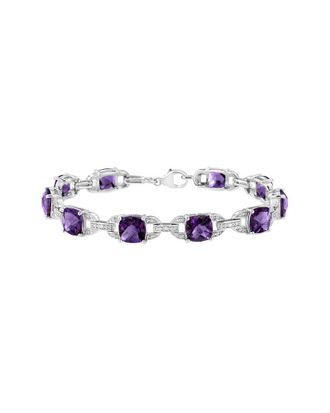 House of Brilliance Haus Of Brilliance Silver 1.45 Ct. Tw. Diamond & Amethyst Tennis Bracelet