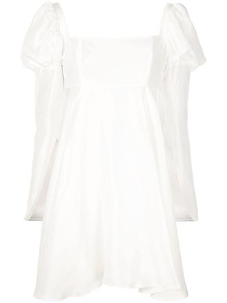 macgraw puff-shoulder flared dress - women - Polyester/Silk Organza - 12 - White