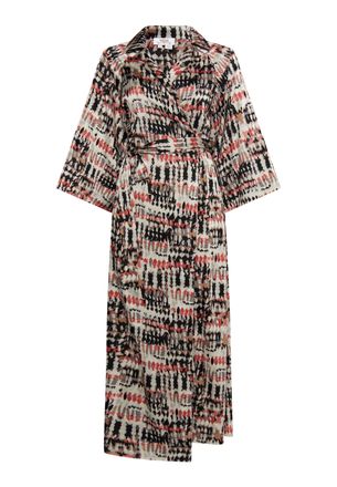 Usha Wikkeljurk Dames Grijs Donkerroze Veelkleurig