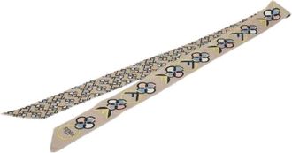 Fendi Pre-owned Scarves, female, Beige, Size: ONE SIZE Pre-owned Silk Scarf