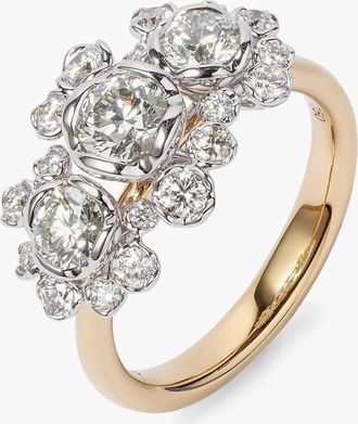 Annoushka 18ct Yellow and White Gold Marguerite 18ct Yellow Gold Triple Diamond Engagement Ring