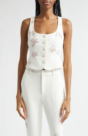 Cinq &agrave; Sept Blooming Beaded Vest in Ivory Multi at Nordstrom, Size Xx-Small