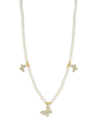 Sphera Milano Dnu 0 Units Sold Sphera Milano 14K Over Silver 3Mm Freshwater Cultured Cz Butterfly Necklace