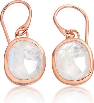 Monica Vinader Rose Gold Siren Gemstone Wire Earrings Moonstone