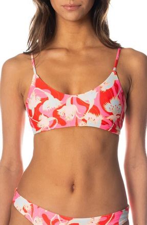 Maaji Floral Rush Lanai Reversible Bikini Top in Pink at Nordstrom, Size X-Small
