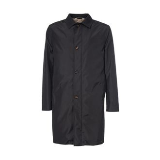 Kired Donkerblauwe Lange Jas met Klassieke Kraag - Heren - Mantel - Blauw - M - Polyester - Jassen