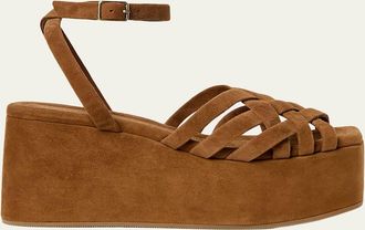 Loeffler Randall 80mm Channing Suede Platform Sandals