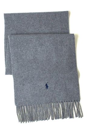 Polo Ralph Lauren Wool Blend Muffler Scarf in Classic Grey Heather at Nordstrom