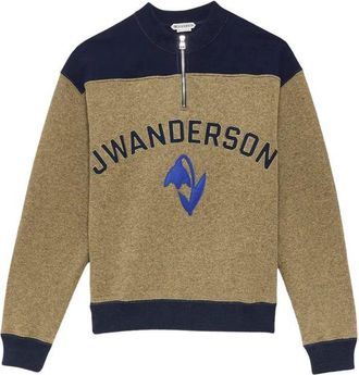 J.W.Anderson Half-Zip Logo-Embroidered Sweatshirt - Beige