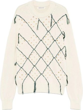 Namacheko Beige Diamantpatroon Trui - Heren - Ronde hals truien - Beige - L - Truien & Vesten