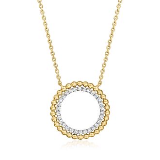 Ross-Simons Diamond Beaded Eternity Circle Necklace in 18kt Gold Over Sterling