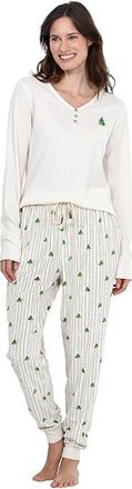 Honeydew Intimates Apres-Ski Pajama Set Womens Pajama Sets Ivory Trees : LG, Polyester/Rayon/Spandex