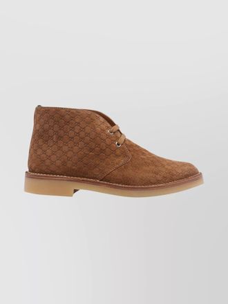 Gucci suede leather logo-print ankle boots