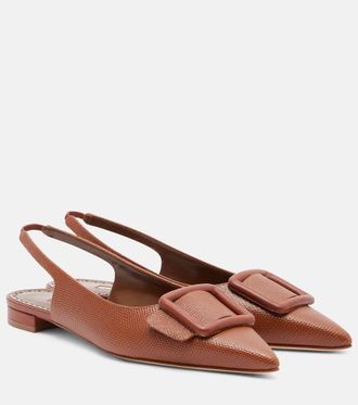 Manolo Blahnik Maylura croc-effect leather slingback flats
