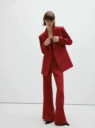 Mango Pantaloni campleto vita alta rosso - Donna - 36 - MANGO