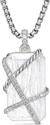 David Yurman Pendente Cable Wrap in argento sterling con diamanti (45mm) - Bianco