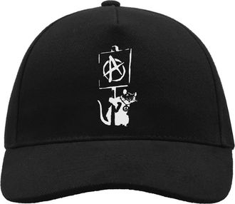 Generic Banksy Street Art DMC Anarchy Rat Holding Sign Urban tag Comfortable Unisex Brushed Cotton Baseball Trucker Cap with Buckle Black