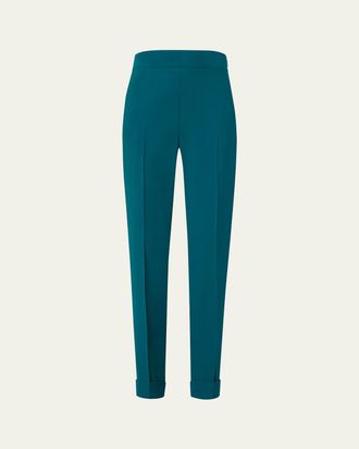 Akris Chris Crepe Tapered-Leg Cuffed Pants