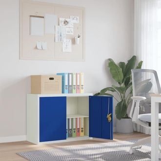 Berkfield Home File Cabinet Light Grey & Blue 90x40x70 cm Steel | Size: 90 x 40 x 70 cm
