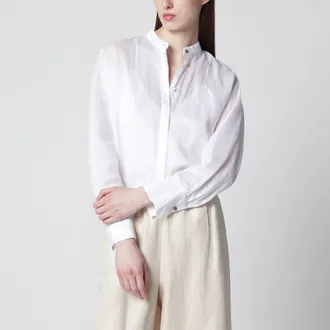 Max Mara Camicia Baldili in tela di rami&eacute; bianca