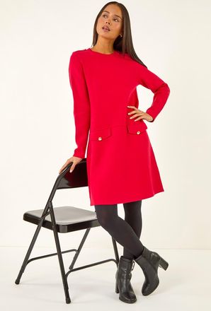 Roman Buttoned Knit Dress