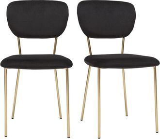Miliboo Miliboo - Set De 2 Sillas De Dise&ntilde;o De Terciopelo Negro Y Metal Dorado Lepidus