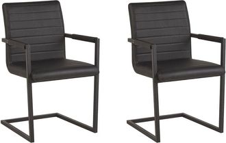 Beliani Set of 2 Conference Chairs BUFORD Faux Leather Black