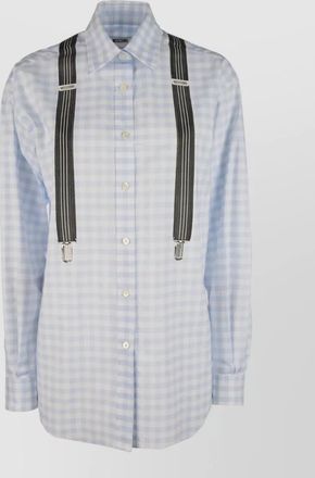 Moschino check shirt long sleeves straight cut suspenders