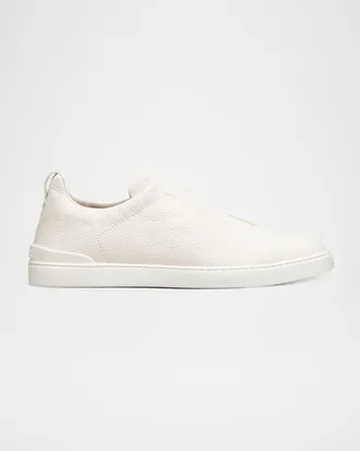Ermenegildo Zegna Men & apos;s Triple Stitch Deerskin Leather Sneakers
