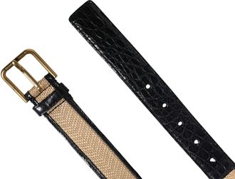 Dolce & Gabbana Men Beige Braided Leather Metal Buckle Mens Belt