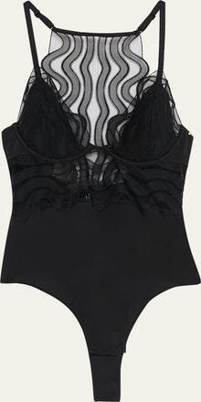 Livy Electra Embroidered Mesh & Microfiber Bodysuit