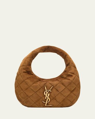 Saint Laurent Icarino YSL Quilted Suede Top-Handle Bag