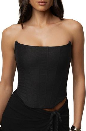 JLUXLABEL Fenix Reversible Linen Corset in Black at Nordstrom, Size Small
