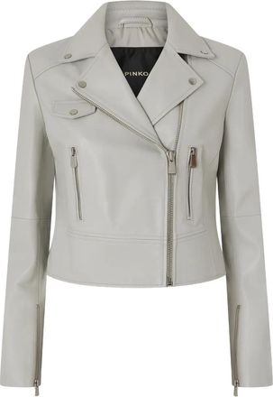 Pinko zipped leather jacket - women - Sheepskin/Polyester - 38 - Grey