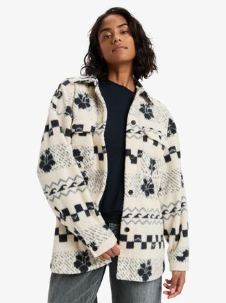 Roxy Fleecejacke ROXY MORNING CRUSH SHACKET, Damen, Gr. M (38), parchment morning crush, Obermaterial: 100% Polyester, Jacken Fleecejacke, mit Kapuze, aus 