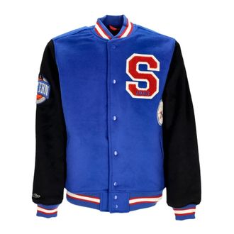 Mitchell & Ness Bomber Jackets, male, Blue, Size: XL NBA Team Legacy Varsity Jacket