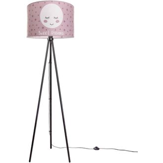Paco Home Paco Home - Lampada da bambini lampada da terra lampada con motivo con luna, E27 Nero a tre gambe, Rosa (&Oslash;45.5 cm)