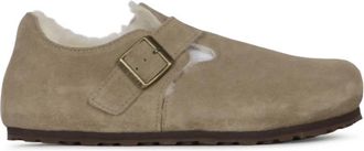 Birkenstock London Shearling Regular Fit - Dames - Platte Schoenen - Beige - 37 EU - Su&egrave;de - Schoenen