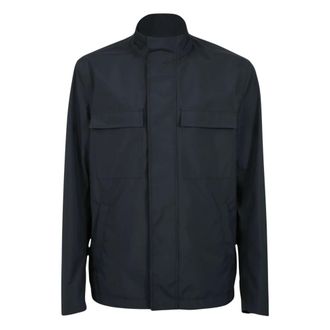 Herno Light Jackets, male, Blue, Size: 2XL High-collar Jacket