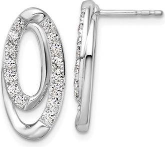 Diamond2Deal 14K White Gold 2/3 ct Lab Grown Diamond Oval Dangle Earrings VS Clarity, G-H Color