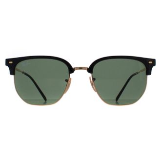 Ray-Ban Square Unisex Black on Gold Green RB4416 New Clubmaster Metal - One Size