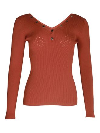 Sandro Justy geribbelde trui met studs - Rood