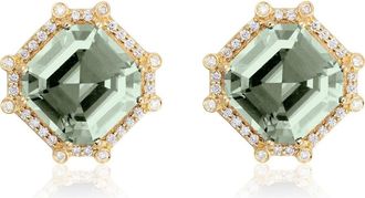 Goshwara Asscher Cut Stone Stud Earrings in Translucent Green at Nordstrom