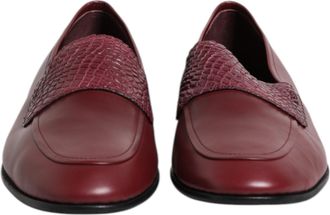 Dolce & Gabbana Burgundy Calfskin Leather Formal Slip On Mens Shoes