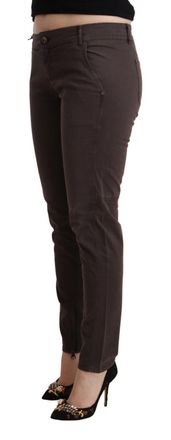 Ermanno Scervino Womens Brown Cotton Low Waist Slim Fit Pants Elastane